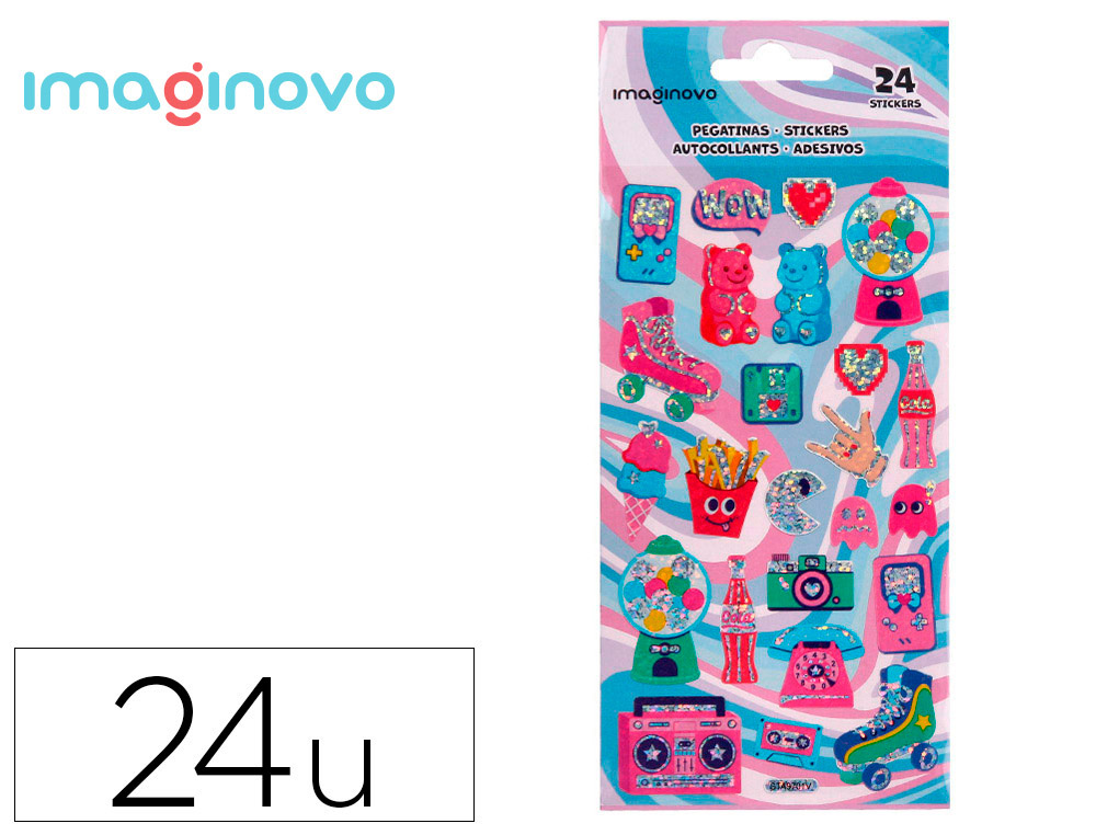 PEGATINAS IMAGINOVO DISEOS SURTIDOS HOBBIES CON BRILLO 214X100 MM EN BLISTER